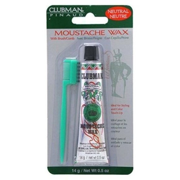 Clubman Pinaud Moustache Wax With Free Brush/Comb Neutral 0.5 Oz NSP - Picture 1 of 4